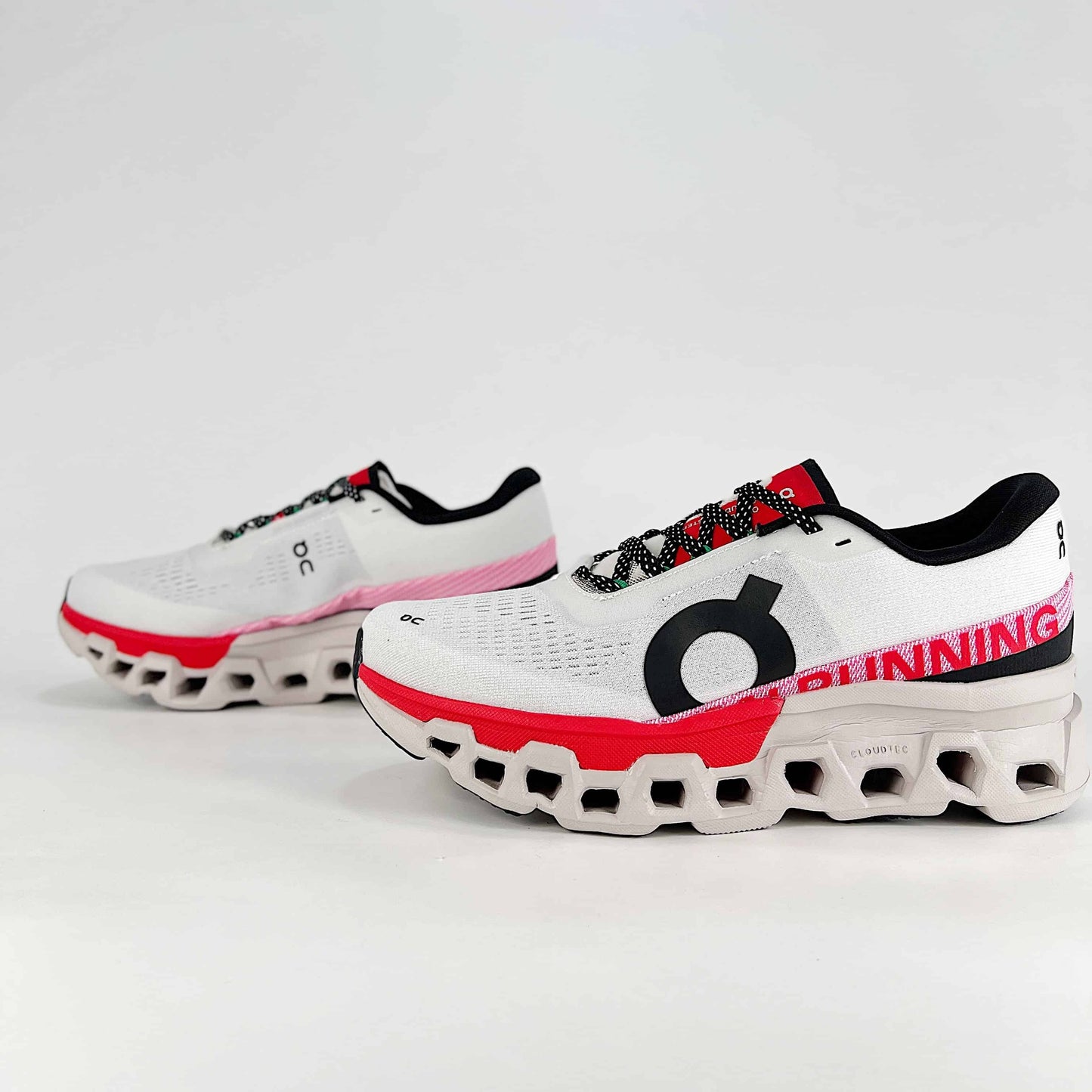 On Running Cloudmonster – White & Red Unisex Maximum Cushion Running Shoes