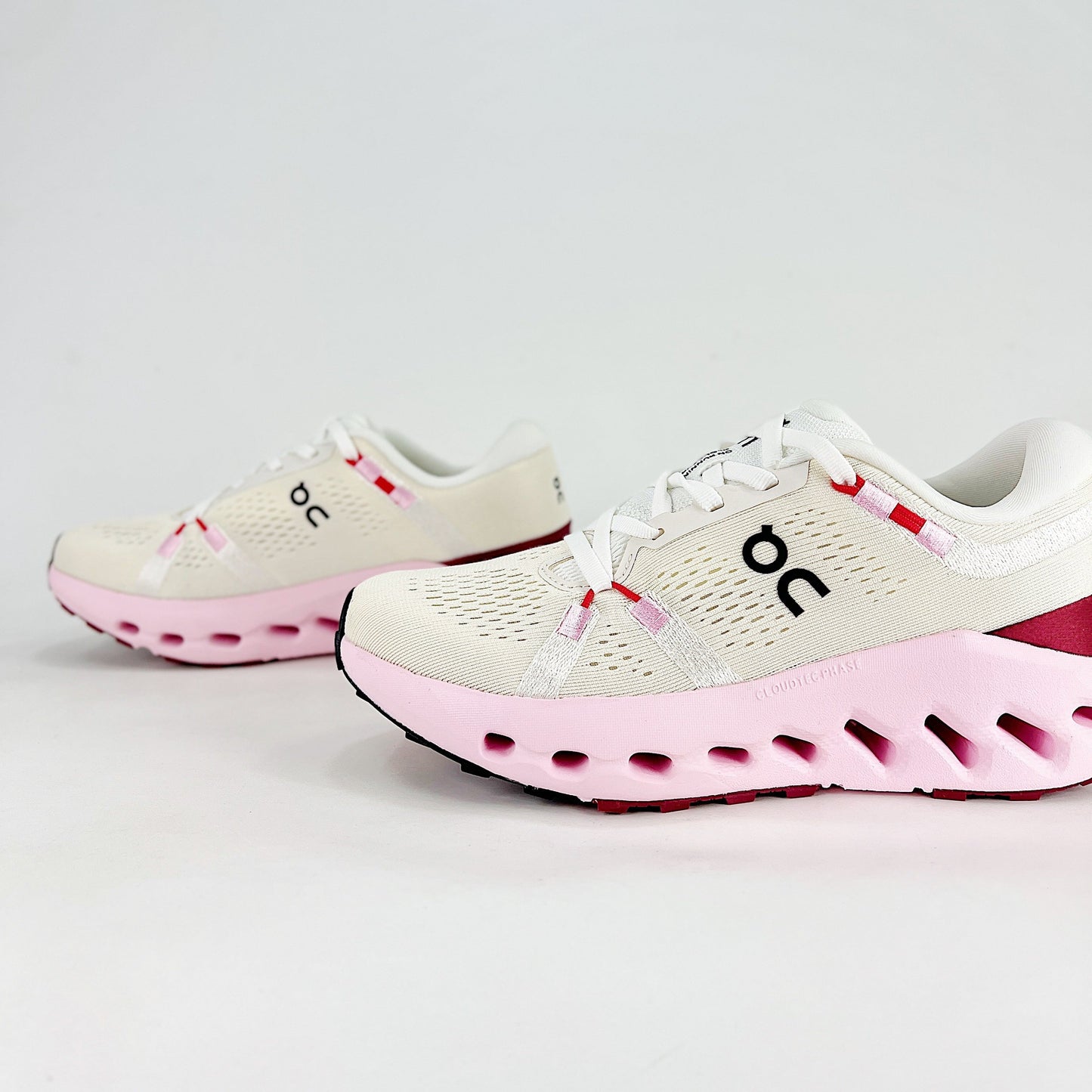 On Cloudsurfer – White & Blush Pink Unisex Soft Cushioned Breathable Running Shoes