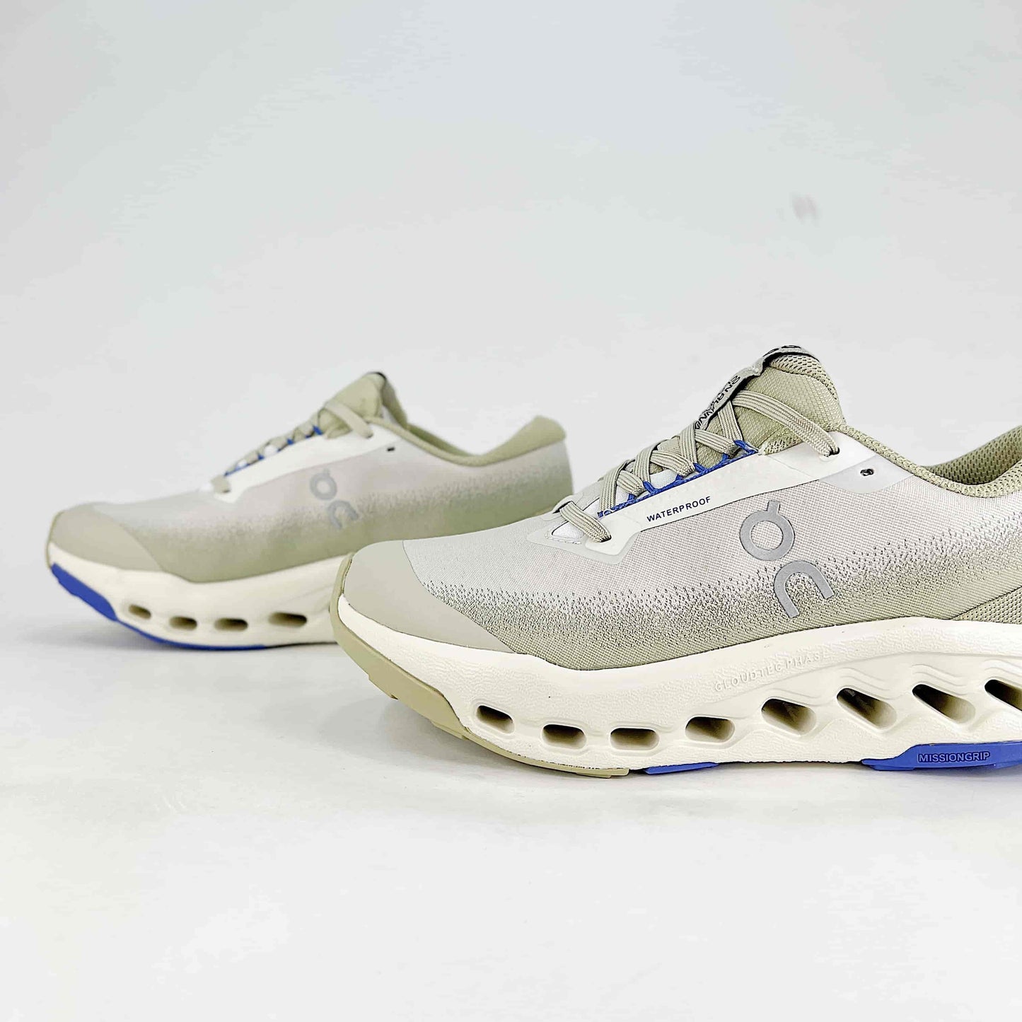 On Cloudsurfer Trail 2 Waterproof – Sand & Sage Green Unisex Soft Cushioned Waterproof Trail Running Shoes