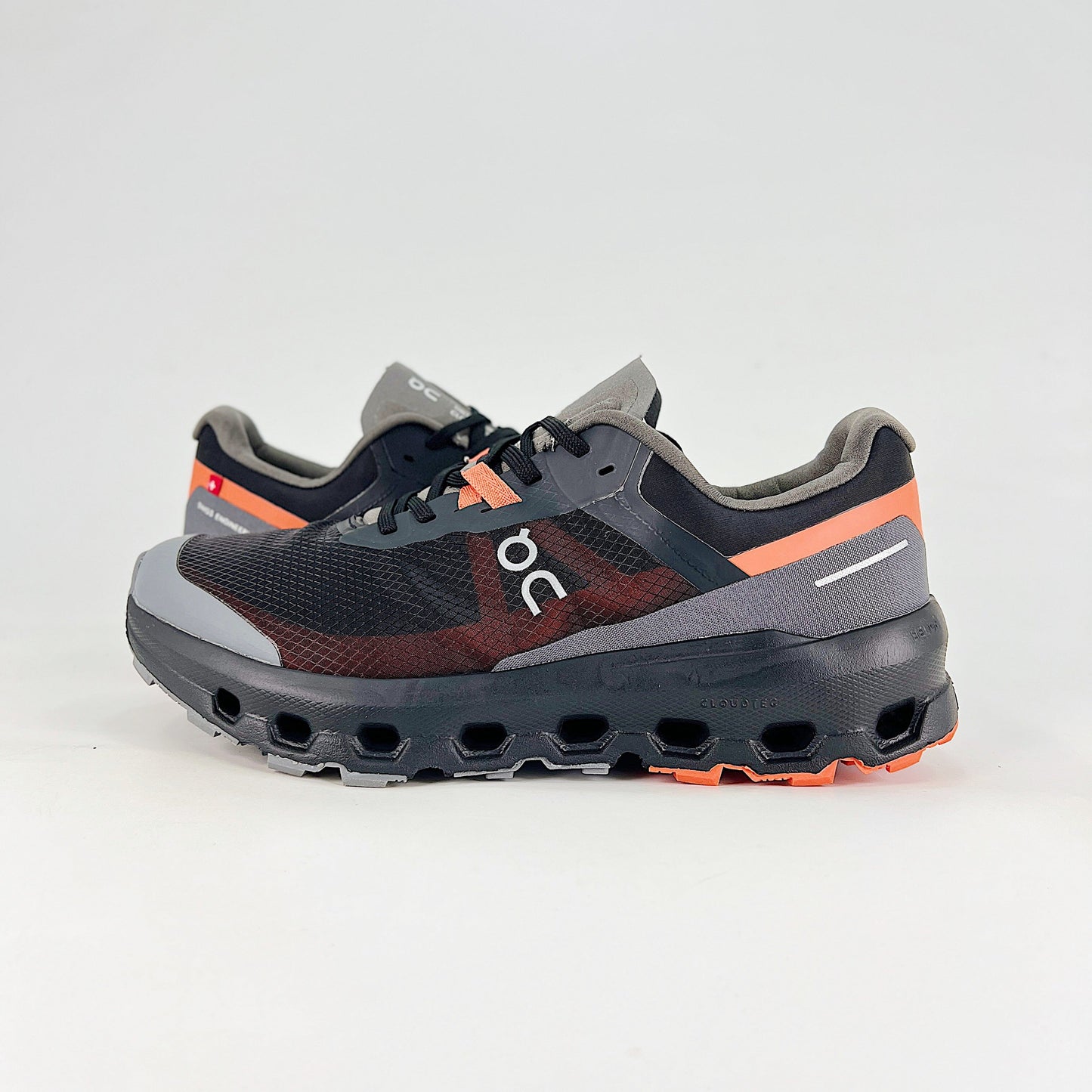 On Running Cloudvista – Black & Grey & Coral Orange Unisex High-Performance Trail Running Shoes