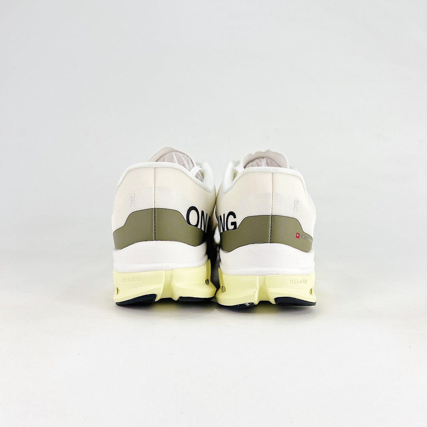 On Running Cloudmonster – White, Olive & Hay Unisex Maximum Cushion Running Shoes