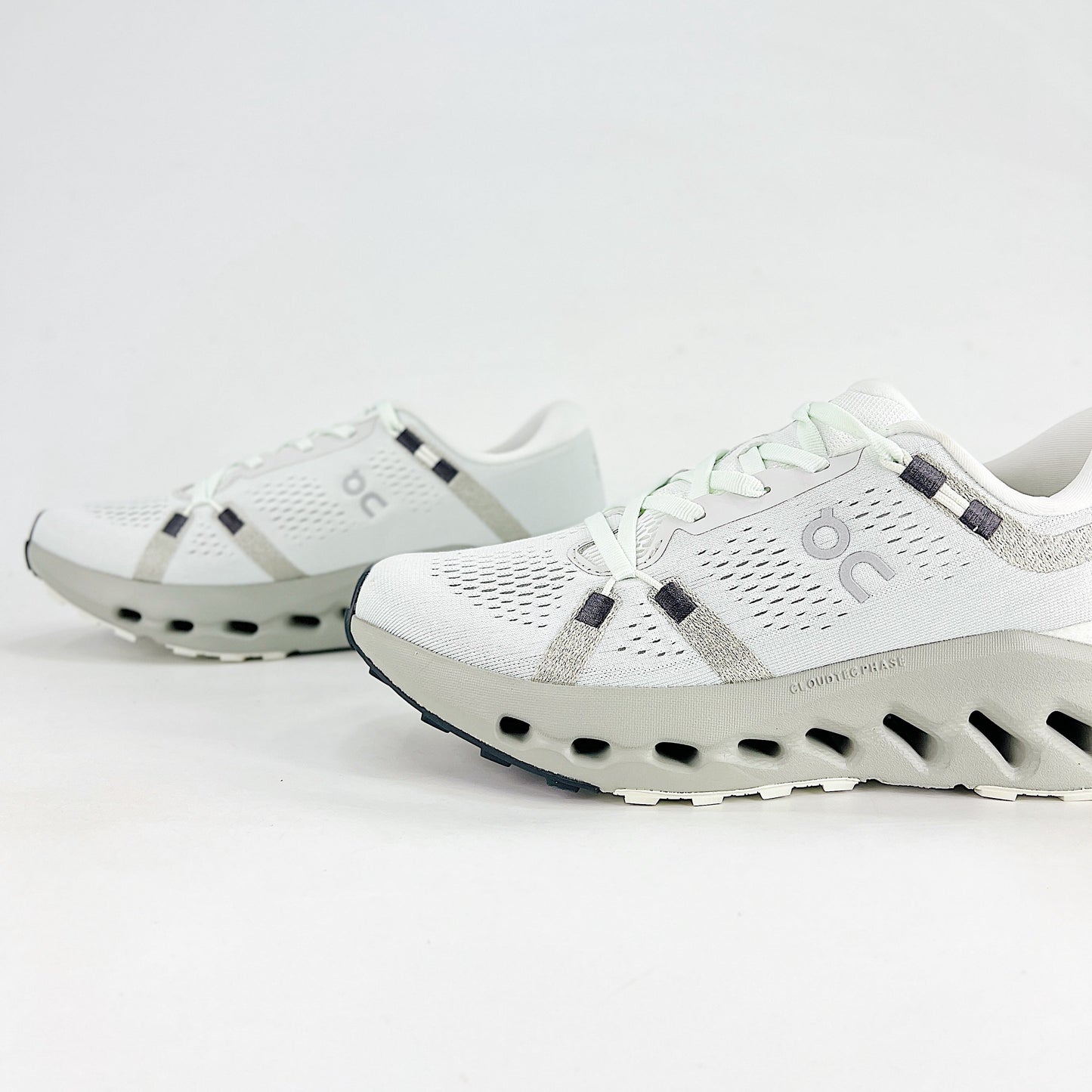 On Cloudsurfer 2 – White & Mineral Grey Unisex Soft Cushioned Breathable Running Shoes