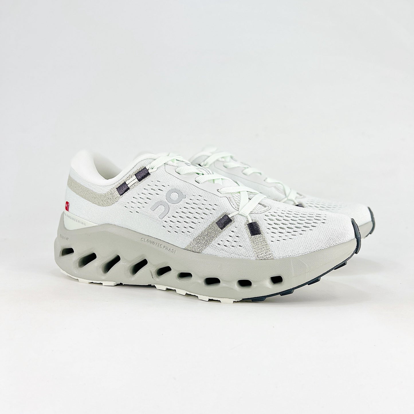 On Cloudsurfer 2 – White & Mineral Grey Unisex Soft Cushioned Breathable Running Shoes